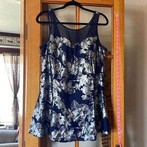 Navy and metallic silver swim dress